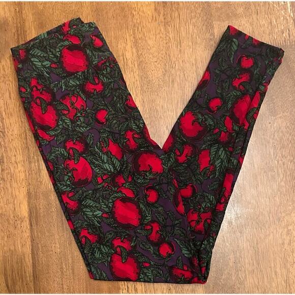 NWOT Lularoe One Size Tomato Vine Pattern Leggings - Picture 2 of 6